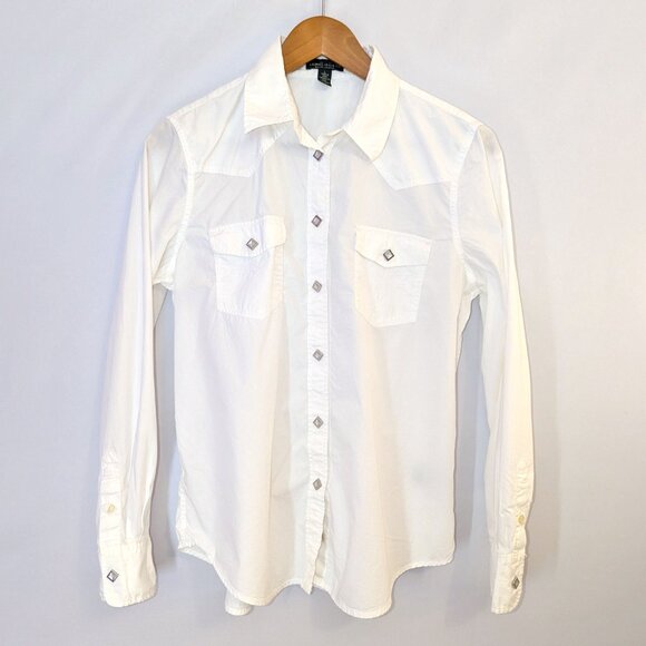 LAUREN Ralph Lauren | Cotton Western Diamond Pearl Snap Button Shirt | Large - Picture 1 of 9